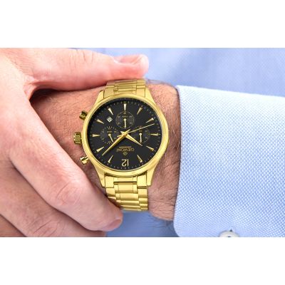 4. Herrenuhr Giewont Chronograph Saphir Gold Schwarz GW6310-B4