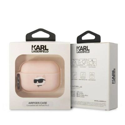 4. Karl Lagerfeld KLAP2RUNCHP AirPods Pro 2 Cover pink/pink Silikon Choupette Head 3D