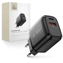 Tech-Protect NCA65W-GAN PD 65W / QC3.0 2-Port-Wandladegerät – Schwarz
