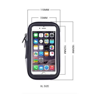 4. Wasserdichte Fahrrad- und Motorrad-Handytasche, Satteltasche für Lenker XL (max. Handygröße: 165 mm x 80 mm), schwarz (ohne Lenkerhalterung)