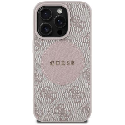 3. Guess 4G Circle Classic Logo MagSafe iPhone 16 Pro Hülle - Rosa