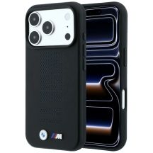 BMW M Blue Perfo Metal Logo MagSafe Hülle für iPhone 18 Pro / 17 Pro - Schwarz