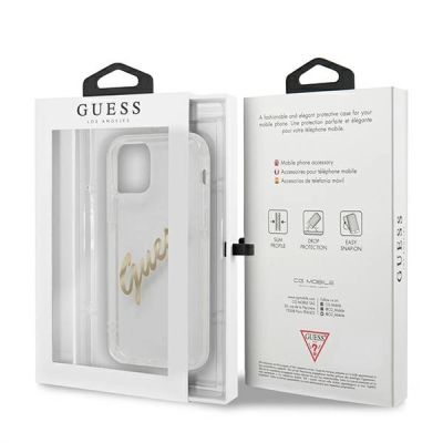 8. Guess GUHCP12LKTRSVGO iPhone 12 Pro Max 6.7" Transparente Hardcase Vintage Script Gold