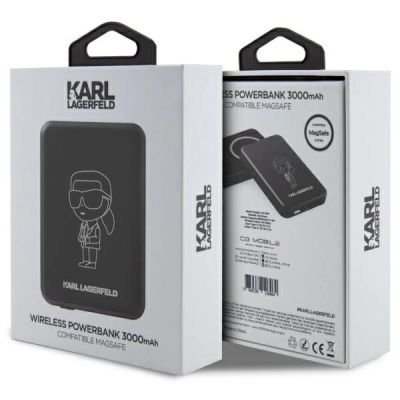 5. Karl Lagerfeld Ikonik MagSafe 5W 3000mAh Induktive Powerbank - Schwarz