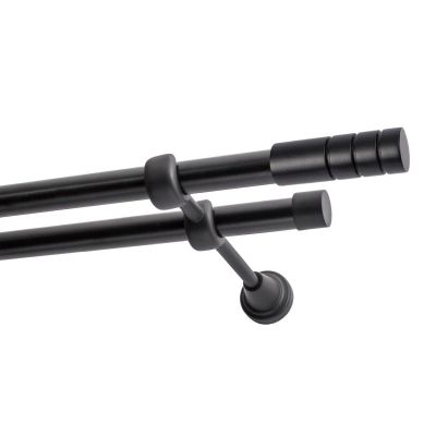 Doppelte Gardinenstange Ø 19 mm Schwarz 200 cm TECHNO KOWALSKI