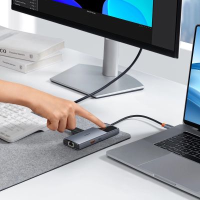 9. USB HUB 6in1 Baseus Metal Gleam Series II USB-A/USB-C/USB-C PD/HDMI/RJ45 - schwarz