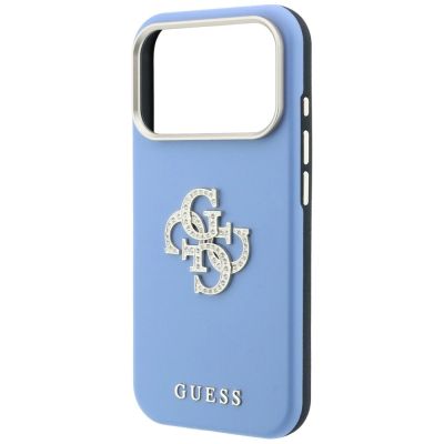 6. Guess Smooth & Big Strass Logo Hülle für iPhone 18 Pro / 17 Pro - Blau