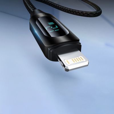 4. USB-A-Kabel – Lightning Wozinsky WUALC1 mit LED-Anzeige 2,4 A 1 m – Schwarz