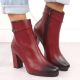 18. Damen-Stiefeletten mit Blockabsatz, warm gefüttert, rot M.Daszyński AF125-22