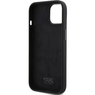 7. Karl Lagerfeld Silikon Karl&Choupette Head Hülle für iPhone 15 Plus / 14 Plus – Schwarz