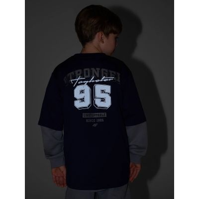 4. Locker geschnittenes Jungen-T-Shirt mit Aufdruck 4F 4FJRSS26TTSHM3465-31S