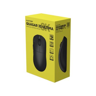 16. HATOR Quasar 3S Ultima 8K Kabellose Gaming-Maus, Rechtshänder, RF-Funk + Bluetooth + USB Typ-C, Optischer Sensor, 30000 DPI