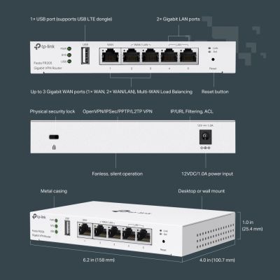 8. TP-Link Festa FR205 Router 10 Gigabit Ethernet, 100 Gigabit Ethernet, Gigabit Ethernet Weiß