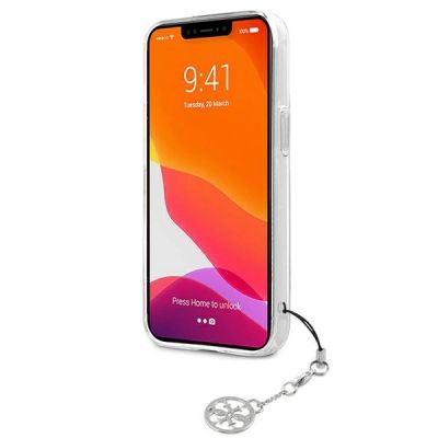5. Guess GUHCP13SKB4GGR iPhone 13 mini 5.4" Transparente Hardcase 4G Grey Strap Charm