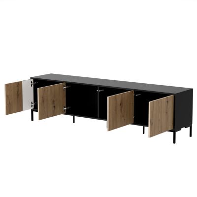2. MERCI TV-Schrank 200x40x54 schwarz/Eiche Artisan