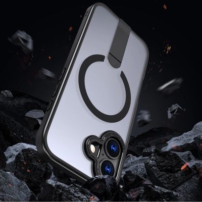 5. Hybrid Armor X Hülle für iPhone 17 mit MagSafe-kompatiblem Ständer - Schwarz