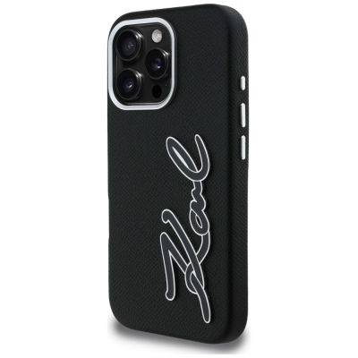2. Karl Lagerfeld FW Grained Signature Logo Case für iPhone 16 Pro Max - Schwarz