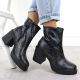 5. Schwarze Damen-Ankle-Boots aus Leder mit Schlangenmuster am Absatz, Modell Goe SS2N4152