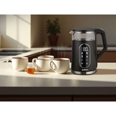 22. ELDOM Kabelloser Wasserkocher mit Temperaturregelung C560 NUVIA 2000W 1,7 L, LED-Anzeige, Wassertemperaturregelung