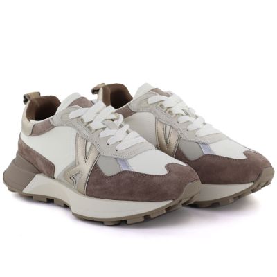 4. Damen-Sportschuhe aus Leder, beige, Kobbo 66954