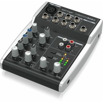 4. Behringer 502S – Kompakter 5-Kanal-Analogmixer mit USB-Schnittstelle, speziell entwickelt für Podcasting, Streaming und Heimaufnahmen