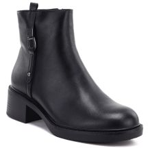 Schwarze Sergio Leone Damen-Ankle-Boots aus Leder mit Blockabsatz