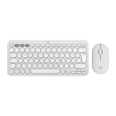 15. Logitech 920-012204 Tastatur und Maus (universell, kabellos, RF + Bluetooth, QWERTZ-Tastatur, Deutsch, Weiß)