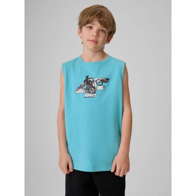 Ärmelloses, normales T-Shirt mit Aufdruck für Jungen, Größe 4F 4FJRSS26TSLEM354-047S