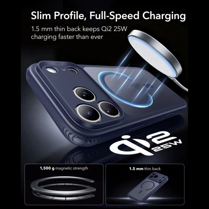 5. ESR Classic Hybrid MagSafe Hülle für iPhone 18 Pro / 17 Pro – Mattes Marineblau