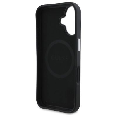 7. Guess Grained Triangle MagSafe Hülle für iPhone 16 - Schwarz