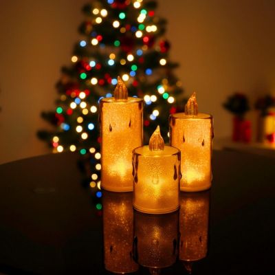 27. Dekorative Kerze, 10,5 cm, bernsteinfarben, warmweiß, 1 LED