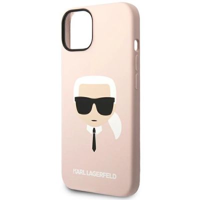 6. Karl Lagerfeld Silikon Karl's Head MagSafe Case für iPhone 14 Plus - Hellrosa
