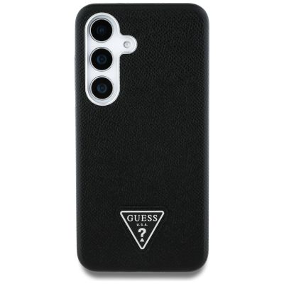 3. Guess Grained Triangle Logo MagSafe Hülle für Samsung Galaxy S25 - Schwarz