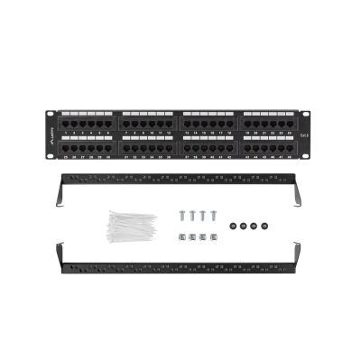 4. LANBERG Patchpanel, 48 Ports, 2 HE, Cat.6, Schwarz, PPU6-2048-B