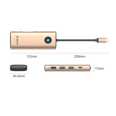 2. Orico PW11 8-in-1 USB-C Dockingstation (2x USB-A 3.0, 1x USB-A 2.0, 1x USB-C 3.0, 1x USB-C PD 100W, 1x HDMI 4K 60Hz, 1x VGA 1080p 60Hz, 1x RJ45 Gigabit Ethernet) – Roségold