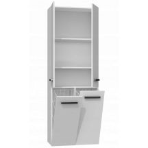 NEL Badezimmersäule, weiß, 2 Körbe, Tür, lang, Set