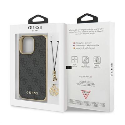 8. Guess, GUHCP13XGF4GGR iPhone 13 Pro Max 6,7" grau/graues Hardcase 4G Charms Collection