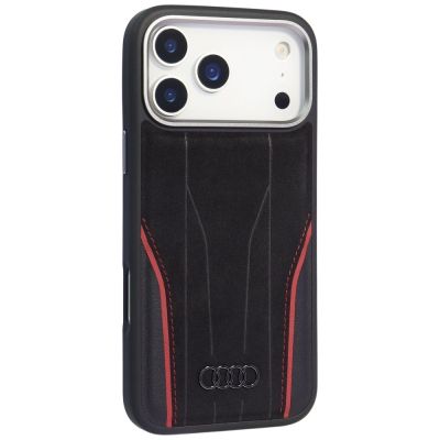 2. Audi R8 Echtleder MagSafe Hülle für iPhone 17 Pro Max - Schwarz und Rot