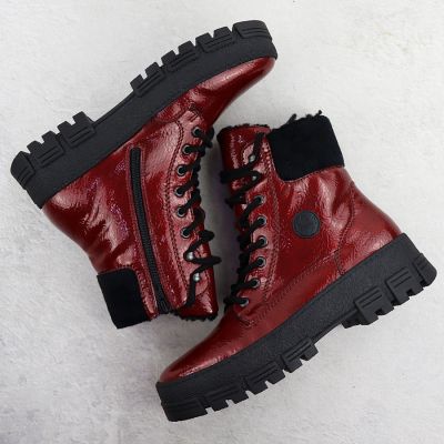 4. Rote Plateau-Ankle-Boots aus Lackleder für Damen, Rieker Y0220-33