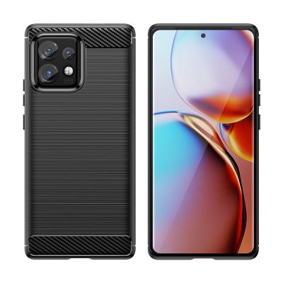 3. Carbon Case Silikonhülle für Motorola Edge 40 Pro - Schwarz