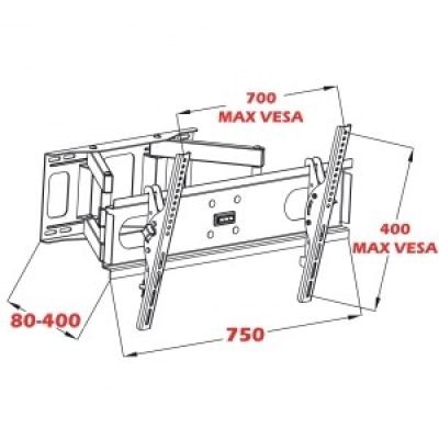 6. ART AR-52 TV-Wandhalterung (Wandmontage; 30" - 70"; max. 60 kg)