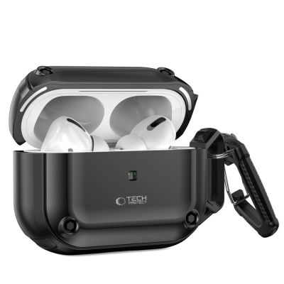 2. Tech-Protect Rough Hook Case mit Karabiner für Apple AirPods Pro 1/2 – Schwarz