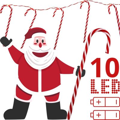 Girlandenlampen, 10 LED-Lollipops, Weihnachtsbaumkerzen, warmweiß, Luca