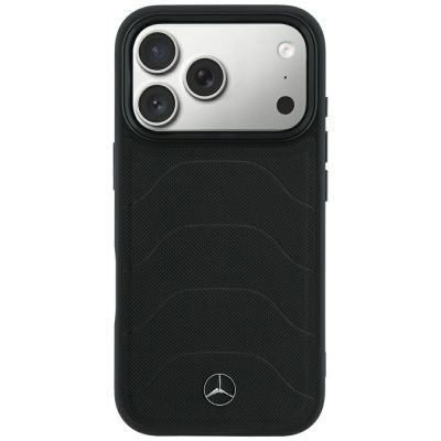 3. Mercedes Leder-Mesh-Hülle mit Bow Line MagSafe für iPhone 18 Pro / 17 Pro – Schwarz