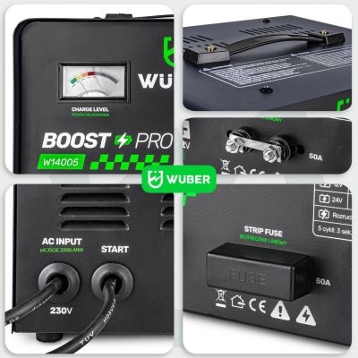 10. Batterieladegerät mit Starthilfe 40 A 12 V/24 V W14005 WUBER