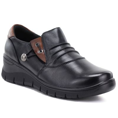 Schwarze Keilschuhe aus Leder für Damen, Vinceza 133118