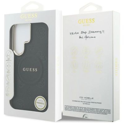 8. Guess Saffiano Peony Embossed Ring MagSafe Hülle für Samsung Galaxy S26 Ultra - Schwarz