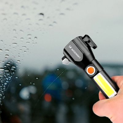 4. Wozinsky WLR-31 5W 500lm CREE 3-in-1 Multifunktions-Taschenlampe mit Glasbrecher und Gurtschneider – Schwarz