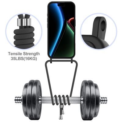 6. iPhone 17 TPU-Hülle mit Kartenhalter und Umhängeband – Schwarz