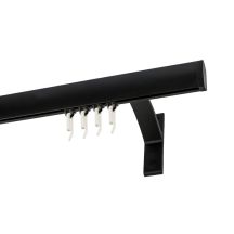 Einläufige Apartment-Gardinenstange, schwarz, 400 cm, mit Haken – KOWALSKI